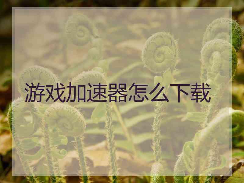 游戏加速器怎么下载